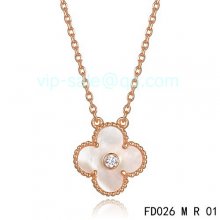 Fake Van Cleef & Arpels Vintage Alhambra Pendant In Pink Gold