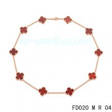 Imitation Van Cleef & Arpels Vintage Alhambra Necklace In Pink Gold With 10 Motifs