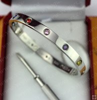 New Arrival Cartier Love Bracelet White Gold Colorful Diamonds B6036317