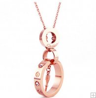 Cartier Screw Driver Love Necklace,18K Pink Gold With Diamond B7212301