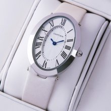 Cartier Baignoire steel womens watch replica white satin strap