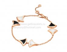 Replica Bvlgari DIVAS' Dream Bracelet Rose Gold with Mother of Pearl and Onyx BR856995