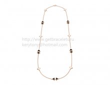 Replica Bvlgari Divas' Dream Sautoir Necklace in Rose Gold with Mother of Pearl and Black Onyx