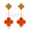 Van Cleef & Arpels Magic Alhambra Earrings Yellow Gold With Tiger's Eye Carnelian