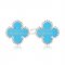 Van Cleef & Arpels Sweet Alhambra Earrings 9mm White Gold With Turquoise Mother Of Pearl