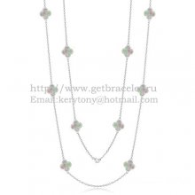 Van Cleef & Arpels Vintage Alhambra Necklace White Gold 10 Motifs With Gray Mother Of Pearl