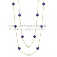 Van Cleef & Arpels Vintage Alhambra Necklace Yellow Gold 10 Motifs With Lapis Stone Mother Of Pearl