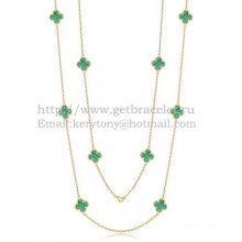 Van Cleef & Arpels Vintage Alhambra Necklace Yellow Gold 10 Motifs With Malachite Mother Of Pearl