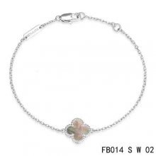 Imitation Van Cleef & Arpels Sweet Alhambra Bracelet In White With Gray Clover