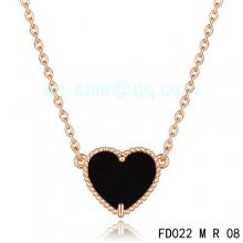 Fake Van Cleef & Arpels Alhambra Heart Necklace In Pink Gold