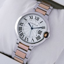 Ballon Bleu de Cartier medium quartz watch two-tone 18kt pink gold and steel