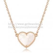 Van Cleef Arpels Sweet Alhambra Heart Pendant Pink Gold With White Mother Of Pearl