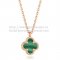 Van Cleef & Arpels Sweet Alhambra Pendant Pink Gold With Malachite Mother Of Pearl 9mm