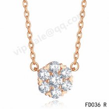 Imitation Van Cleef & Arpels Fleurette Pendant In Pink Gold With Round Diamonds