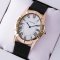 Cartier Baignoire 18K pink gold large imitation watch black leather strap