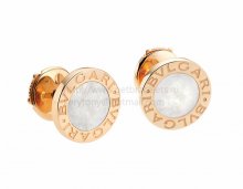 Copy BVLGARI BVLGARI Small Rose Gold Stud Earrings with Mother of Pearl