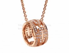 Replica BVLGARI Parentesi Round Rose Gold Pendant with Pave Diamonds