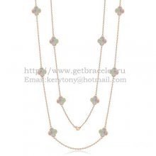 Van Cleef & Arpels Vintage Alhambra Necklace Pink Gold 10 Motifs With Gray Mother Of Pearl