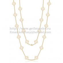 Van Cleef & Arpels Vintage Alhambra Necklace Yellow Gold 20 Motifs With White Mother Of Pearl