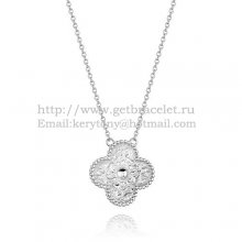 Van Cleef & Arpels Vintage Alhambra Pendant White Gold With Round Diamonds