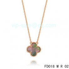 Imitation Van Cleef & Arpels Vintage Alhambra Pendant In Pink Gold