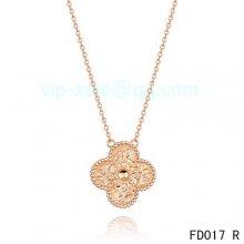 Fake Van Cleef & Arpels Vintage Alhambra Pendant In Pink Gold