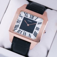 Cartier Santos Dumont large 18K pink gold watch imitation black and silver dial