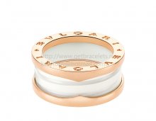 Replica Bvlgari B.zero1 White Ceramic and Rose Gold Ring