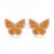 Van Cleef & Arpels Sweet Alhambra Butterfly Earrings Pink Gold With Tiger's Eye Mother Of Pearl