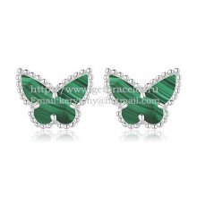 Van Cleef & Arpels Sweet Alhambra Butterfly Earrings White Gold With Malachite Mother Of Pearl