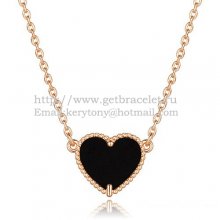 Van Cleef Arpels Sweet Alhambra Heart Pendant Pink Gold With Black Onyx Mother Of Pearl