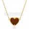 Van Cleef Arpels Sweet Alhambra Heart Pendant Yellow Gold With Tiger's Eye Mother Of Pearl