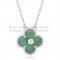 Van Cleef & Arpels Vintage Alhambra Pendant White Gold With Malachite Mother Of Pearl Round Diamonds