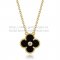 Van Cleef & Arpels Vintage Alhambra Pendant Yellow Gold With Black Agate Mother Of Pearl Round Diamonds