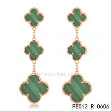 Fake Van Cleef & Arpels Malachite Pink Gold Earrings