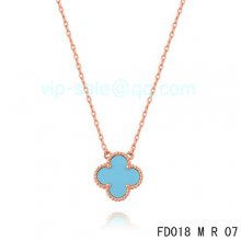 Replica Van Cleef & Arpels Vintage Alhambra Pendant In Pink Gold