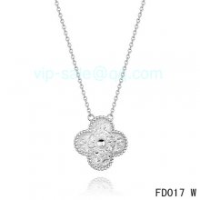 Cheap Van Cleef & Arpels Vintage Alhambra Pendant In White Gold