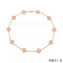 Fake Van Cleef & Arpels Vintage Alhambra Necklace In Pink Gold With 10 Motifs