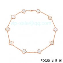 Replica Van Cleef & Arpels Vintage Alhambra Necklace In Pink Gold With 10 Motifs