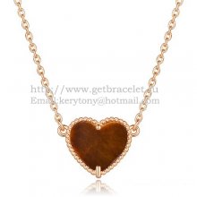 Van Cleef Arpels Sweet Alhambra Heart Pendant Pink Gold With Tiger's Eye Mother Of Pearl