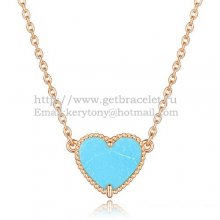 Van Cleef Arpels Sweet Alhambra Heart Pendant Pink Gold With Turquoise Mother Of Pearl