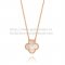 Van Cleef & Arpels Vintage Alhambra Pendant Pink Gold White Mother Of Pearl 15mm