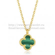 Van Cleef & Arpels Sweet Alhambra Pendant Yellow Gold With Malachite Mother Of Pearl 9mm