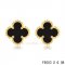 Cheap Van Cleef & Arpels Clover Onyx Yellow Gold Earrings