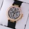 Pasha de Cartier skeleton diamond unisex watch yellow gold black satin strap