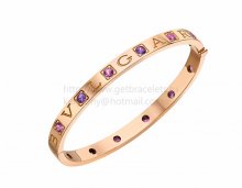 Replica BVLGARI BVLGARI Bangle Bracelet Pink Gold with 6 Amethysts and 6 Pink Tourmalines