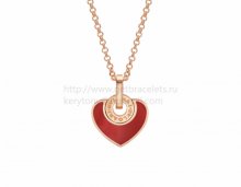 Fake BVLGARI BVLGARI Cuore Pendant in Rose Gold with Carnelian