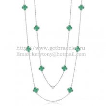 Van Cleef & Arpels Vintage Alhambra Necklace White Gold 10 Motifs With Malachite Mother Of Pearl