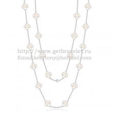 Van Cleef & Arpels Vintage Alhambra Necklace White Gold 20 Motifs With White Mother Of Pearl