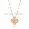 Van Cleef & Arpels Vintage Alhambra Pendant Pink Gold With Round Diamonds